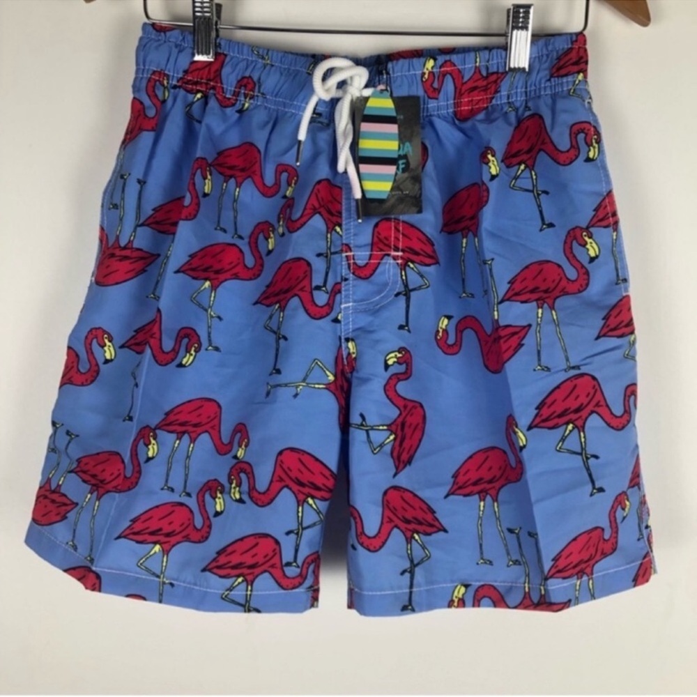 Kailua Surf Men’s size Medium Swim Trunks New with Tags PINK FLAMINGOS